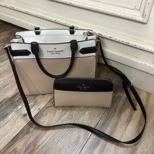kate spade Two-Tone Beige & White purse with Wallet